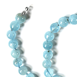 Aquamarine Beaded Sterling Silver 24 Inch Necklace