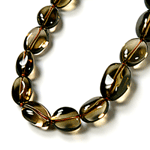 Smoky Quartz Beaded Sterling Silver 24 Inch Necklace