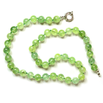 Prehnite Beaded Sterling Silver 20 Inch Necklace