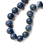 Dumortierite Beaded Sterling Silver 24 Inch Necklace