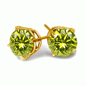 0.25 Carats Canary Diamond Earrings in 14k Yellow Gold