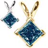 0.35 Carat Blue Diamond Pendant in 14k Gold
