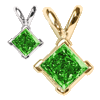 0.35 Carat Green Diamond Pendant in 14k Gold