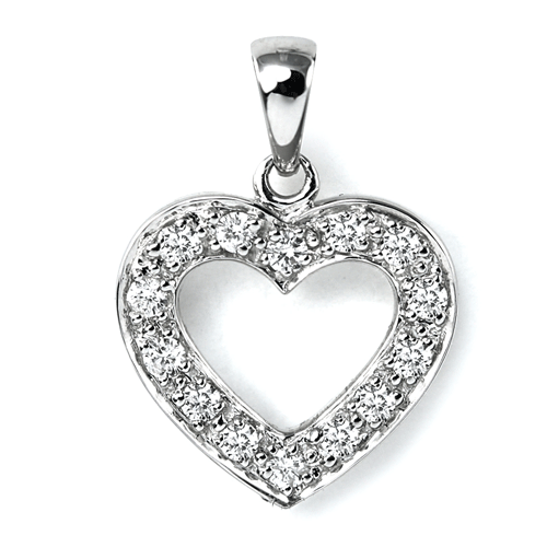 0.28 Carat VS Diamond Heart Shape Pendant In 18k White Gold