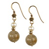 Cultured Pearl-Rutilated Quartz Sterling Silver Earrings