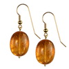 Golden Rutilated Citrine Oval Drop Silver 14x10 mm Earrings