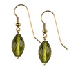Olive Green Citrine Faceted Drop Sterling Silver 14x8 mm Earring