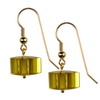 Green Gold lemon Citrine Trillion Button Silver 14 mm Earrings