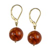 Amber Round Sterling Silver 12 mm Earrings