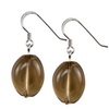 Smoky Quartz Oval Drop Sterling Silver 18x14 mm Earrings