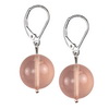 Rose Quartz Round Sterling Silver 14 mm Earrings