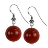 Red Carnelian Round Sterling Silver 16 mm Earrings