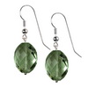 Green Amethyst Faceted Oval Drop Silver 20x15 mm Earrings