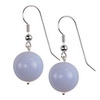 Sky Blue Agate Round Sterling Silver 16 mm Earrings