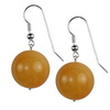 Yellow Carnelian Round Sterling Silver 20 mm Earrings