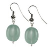 Aquamarine Oval Drop Sterling Silver 17x14 mm Earrings