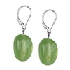 Prehnite Oval Drop Sterling Silver 21x13 mm Earrings