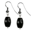 Black Onyx Faceted Drop Sterling Silver 18x11 mm Earrings