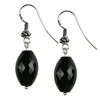 Black Onyx Faceted Drop Sterling Silver 13x8 mm Earrings