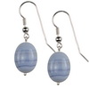 Blue lace Agate Oval Drop Sterling Silver 18x13 mm Earrings