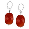 Red Carnelian Faceted Nugget Sterling Silver 19x14 mm Earrings