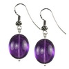 African Amethyst Oval Drop Sterling Silver 20x16 mm Earrings