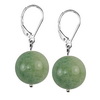 Green Agate Round Sterling Silver 14 mm Earrings