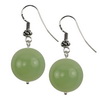 Green Agate Round Sterling Silver 18 mm Earrings