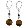 Tiger Eye Faceted Round Sterling Silver 10 mm Earrings