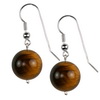 Tiger Eye Round Sterling Silver 14 mm Earrings