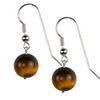 Tiger Eye Round Sterling Silver 12 mm Earrings