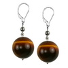 Tiger Eye Round Sterling Silver 16 mm Earrings