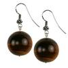 Tiger Eye Round Sterling Silver 18 mm Earrings