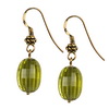 Green Gold Quartz 14x10 mm Oval ckr Brd cut Drop Silver Earrings