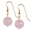 Rose Quartz Round Sterling Silver 16 mm Earrings