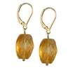 Golden Citrine Faceted Nugget  Silver 16x12 mm Earrings