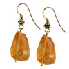 Golden Citrine Faceted Nugget  Silver 18x13 mm Earrings