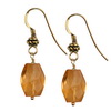 Golden Citrine Faceted Nugget  Silver 18x13 mm Earrings