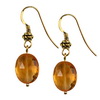 Golden Citrine Faceted Flat Oval  Silver 12x10 mm Earrings