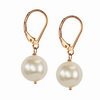 Cultured white Pearl 12x10 mm Oval Sterling Silver Earrings