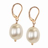 Cultured white Pearl 10x8 mm Oval Sterling Silver Earrings