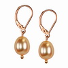 Cultured Golden Pearl Fancy 8x6 mm Oval Sterling Silver Earrings