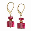 Rubelite Tourmaline Trillion Cylinder Sterling Silver Earrings