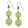 Lemon Green Agate Round Sterling Silver Earrings