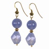 Blue Chalcedony Round and Faceted Oval Sterling Silver Earrings