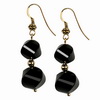 Black Onyx Faceted Flower Sterling Silver Earrings