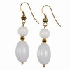 White Agate Oval and Round Sterling Silver Earrings