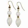 White Agate Faceted Oval and Round Sterling Silver Earrings