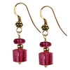 Rubelite Tourmaline Trillion Flat Sterling Silver Earrings