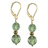 Green Amethyst Faceted Round Sterling Silver Earrings
